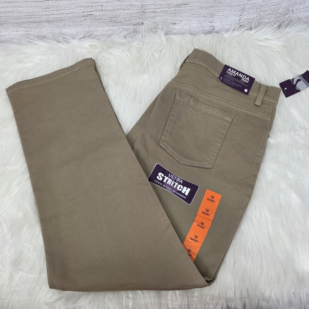 Gloria Vanderbilt Amanda Ultra Stretch Khaki Classic Fit Tapered Pants